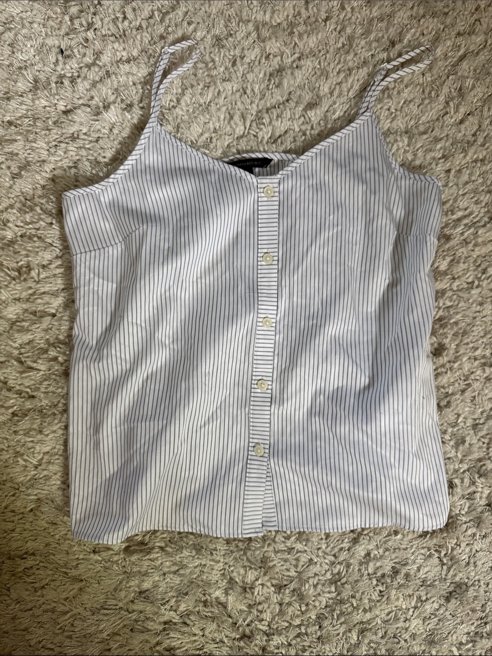 Banana Republic White & Grey Striped Button-Front spaghetti strap Camisole